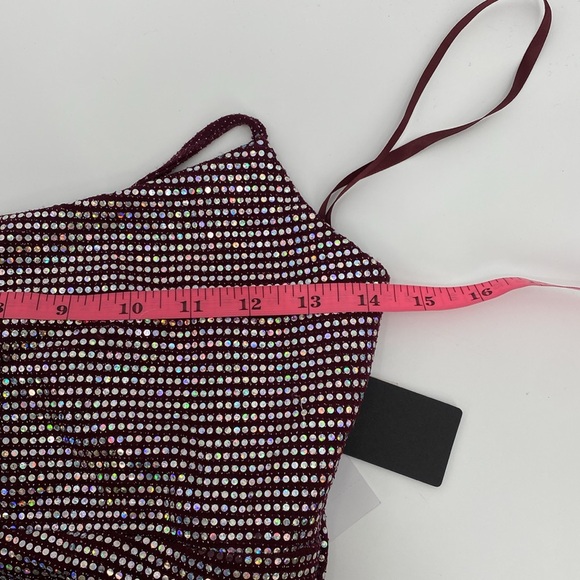 City Studio Slim Red Juniors' Sparkle Cowl-Back Bodycon Dress Size Medium - Picture 10 of 10